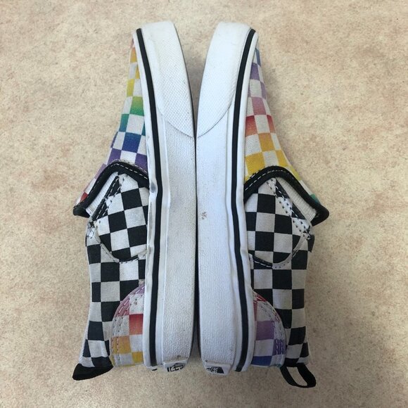 Vans Asher Classic Slip On Rainbow Checkered Sneakers Youth Missy Size 12 - Picture 5 of 11